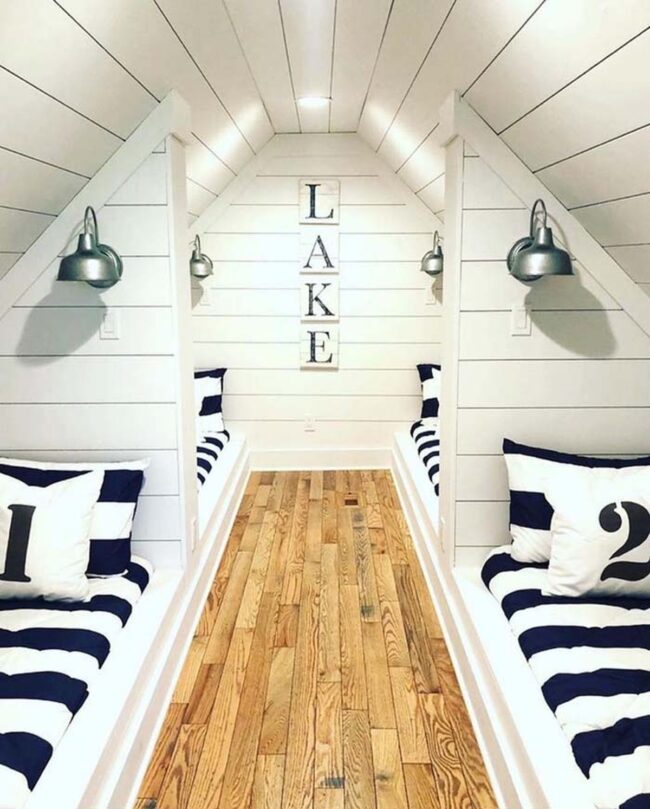 Wooden "LAKE" Wall Statement Anchors Bedroom